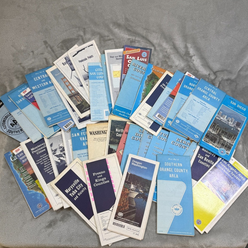 Vintage Road Maps Lot of 40 Westcoast California Travel Directions AAA Atlas